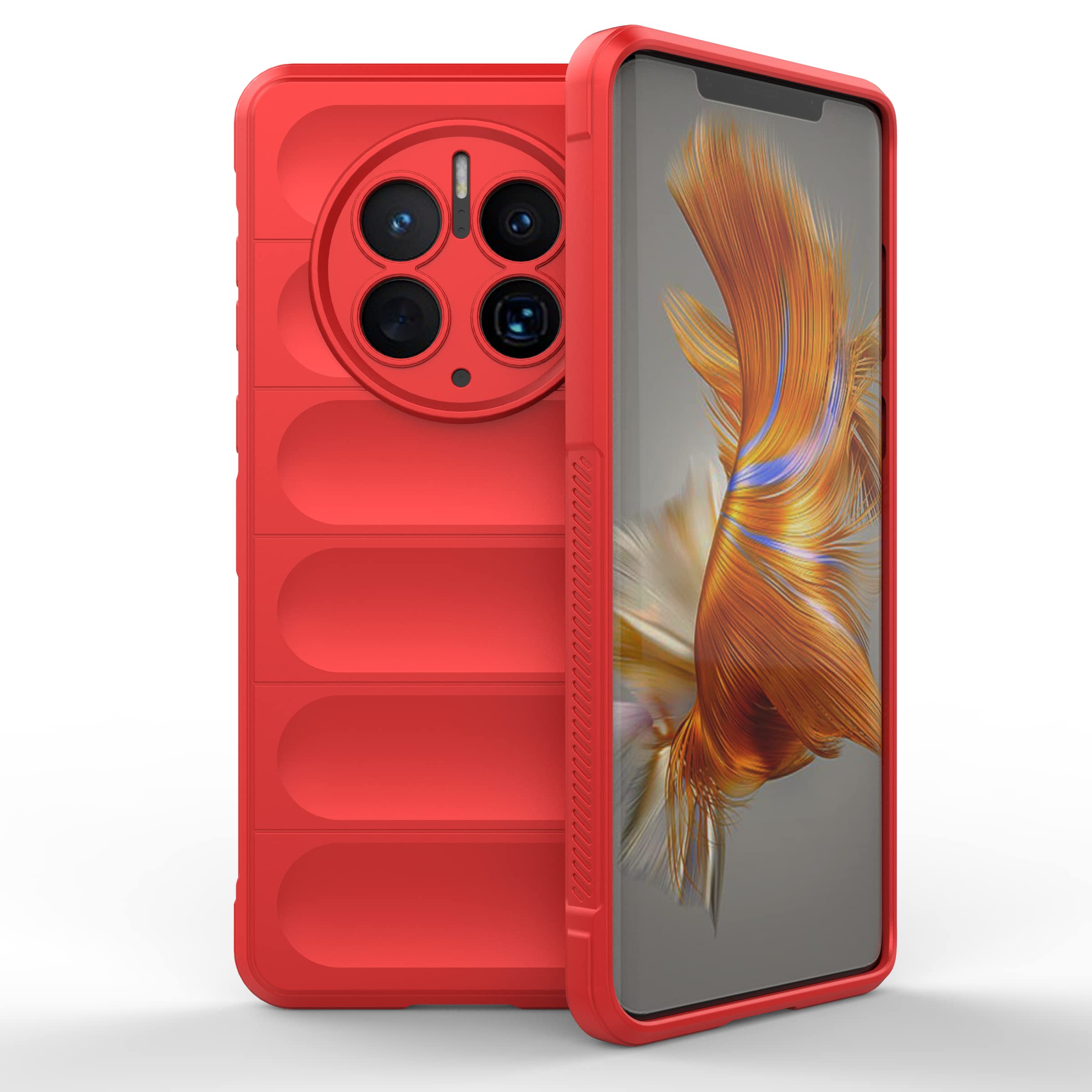 SEAHAI Cover Per Huawei Mate 50 Pro – Custodia Sottile Con Anello 360° E Supporto Magnetico, Rossa - 3