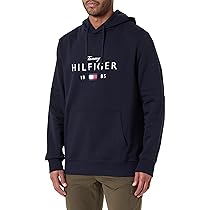 Tommy Hilfiger Felpa con Cappuccio da Uomo Brand Love Big Hilfiger MW0MW41427, Blu, L, Blu (Cielo del Deserto), L