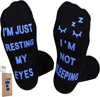 ZXGXLAW Birthday Gifts for Dad, Men, Husband, Grandpa - Funny Socks with Resting Eyes