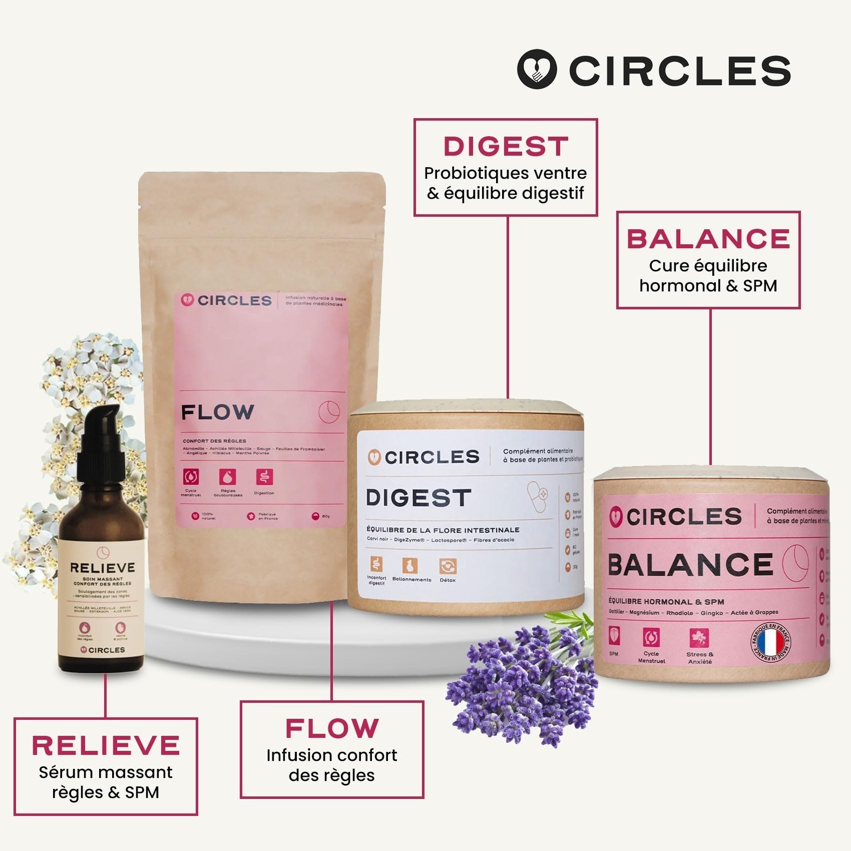 Circles DIGEST Probiotique Femme Bacillus Coagulans Lactospore Enzymes Digestives DigeZyme Flore Intestinale 60 Gélules Vegan