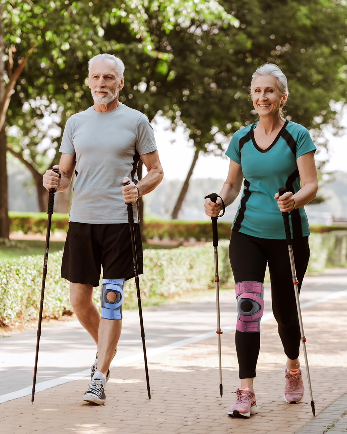 ABYON Kniebandage für Männer und Damen, Verstellbare Knieorthese mit 4 Riemen und 3 Beidseitige Stabilisatoren bei Arthritis, Linderung von Gelenkschmerzen, Bändern, Meniskusriss, Gehen, Laufen