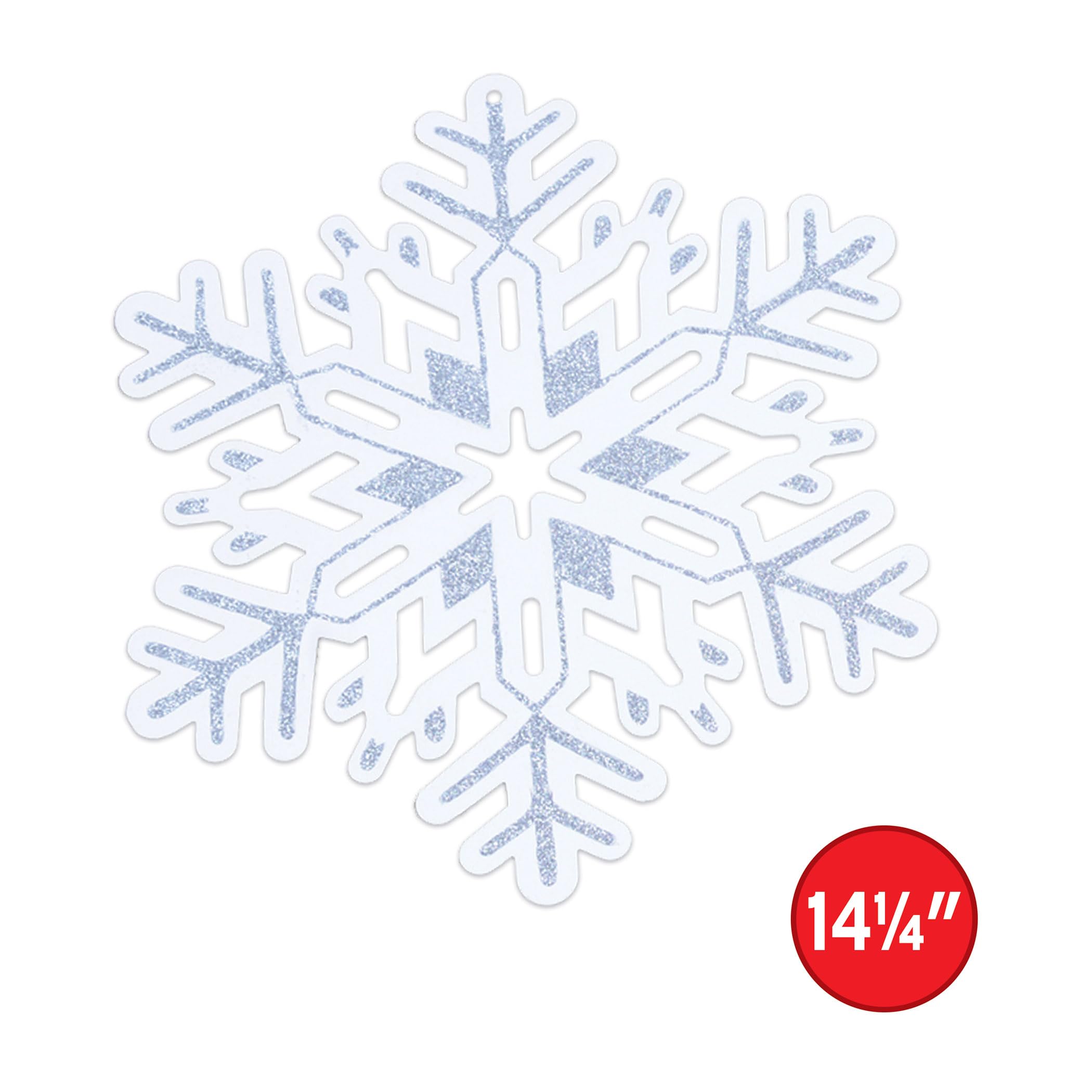 A Beistle Creation 20369 Pkgd-Cortes de Copos de Nieve con Purpurina, Papel, Blanco/Plateado