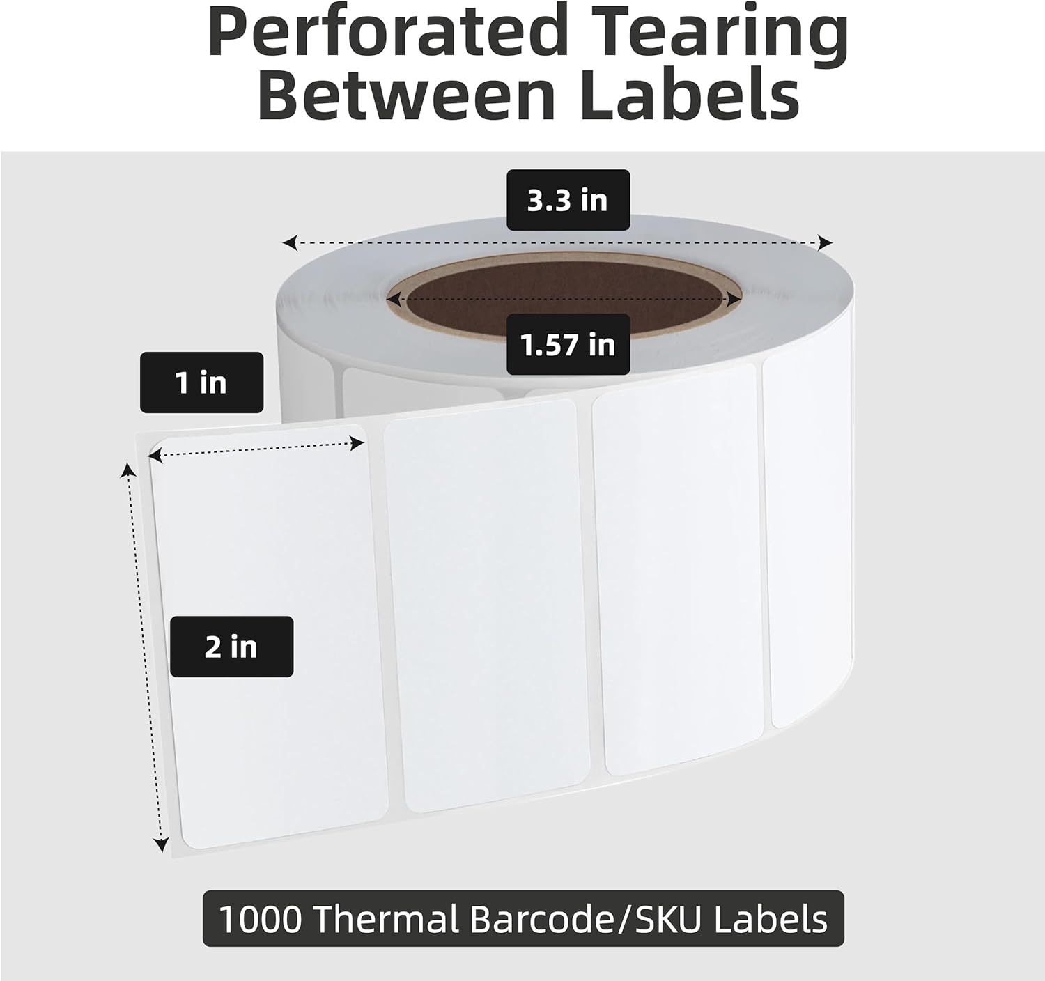 1000 2x1 Thermal Labels Roll, HUOJI White Thermal Printer Labels for Shipping, Barcode, and Packaging, Compatible with Rollo, Zebra, Munbyn Printers(Commercial Grade Stickers) - Image 2