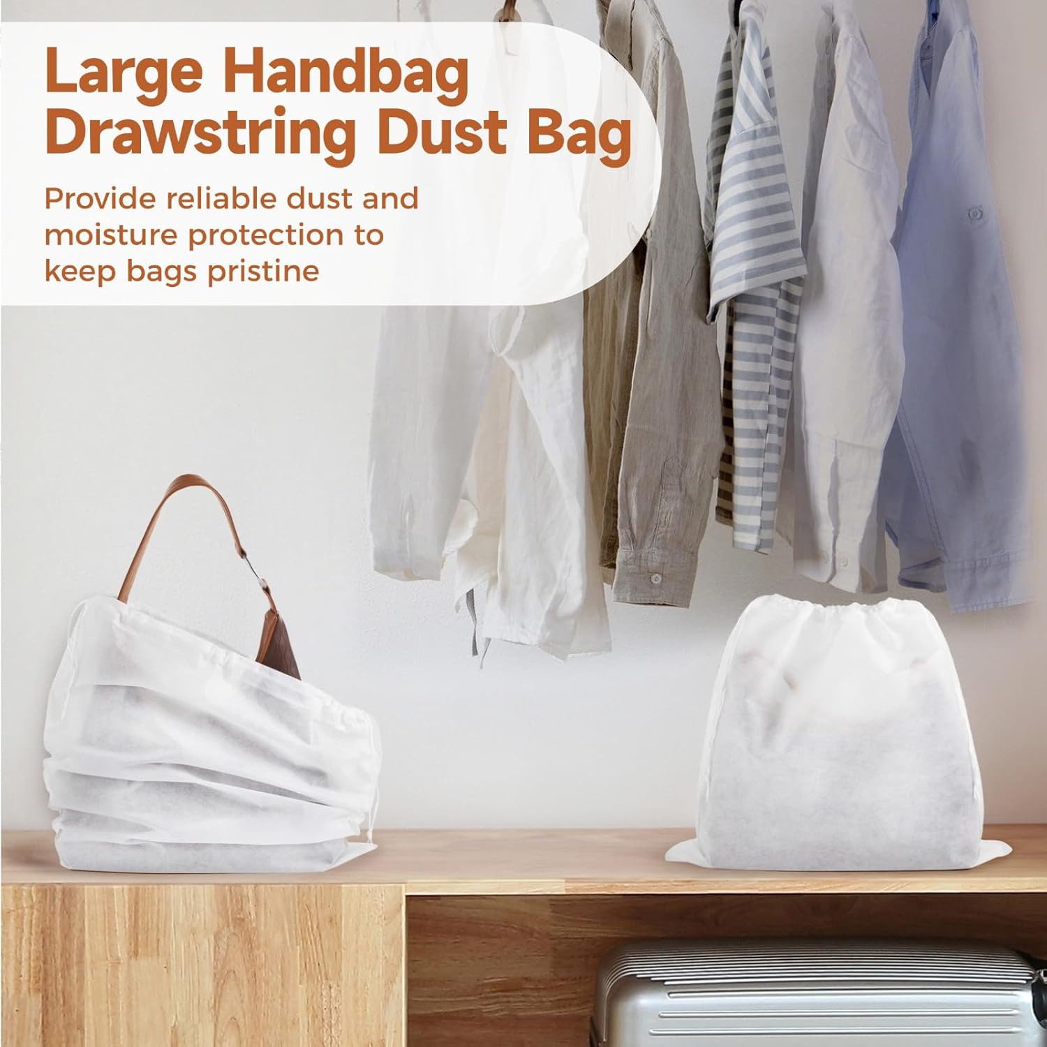 30 Pcs Dust Bags for Handbags and Purses, 17 x 21 in Purse Dust Bags for Storage, Non-Woven Breathable Storage Bags for Purses, Shoes, Boots, Clothes, Reusable Travel Home Organizer Bag