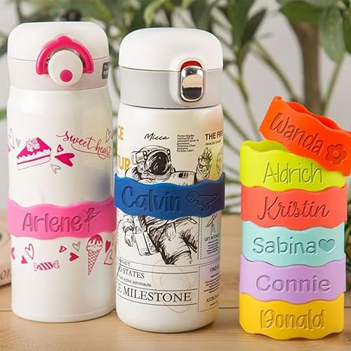 Miniatura 4 de Personalized Bottle Labels, Silicone Baby Bottle Labels Waterproof Reusable Name Labels Name Bands forWater Bottles(4 Pack)