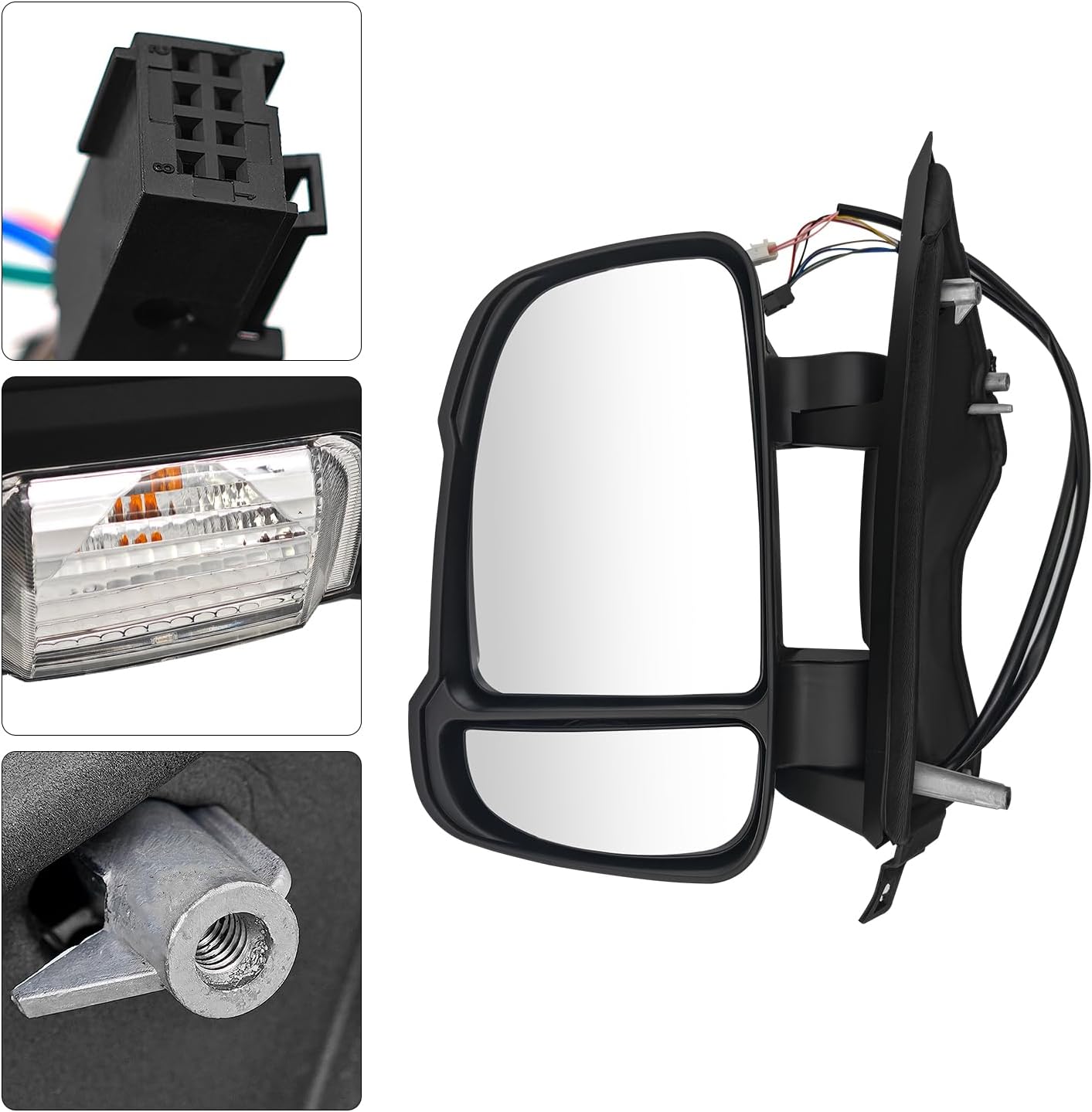 Left Driver Side Mirror Compatible with Dodge Ram Promaster 1500 2500 3500 2014-2024 Power Adj Glass Heated Manual Folding Temperature Sensor Turn Signal 5VE99JXWAH CH1320376, 8 PINS + 2 PINS