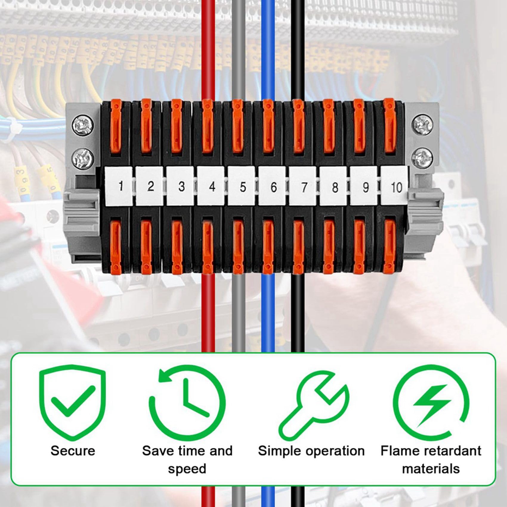 Zestaw 80 ZaciskóW na Szynę DIN, 0,08-4 Mm² -211 ZaciskóW na Szynę DIN, Zestaw Czarnej Listwy Zaciskowej, Blok PołąCzeń Elektrycznych