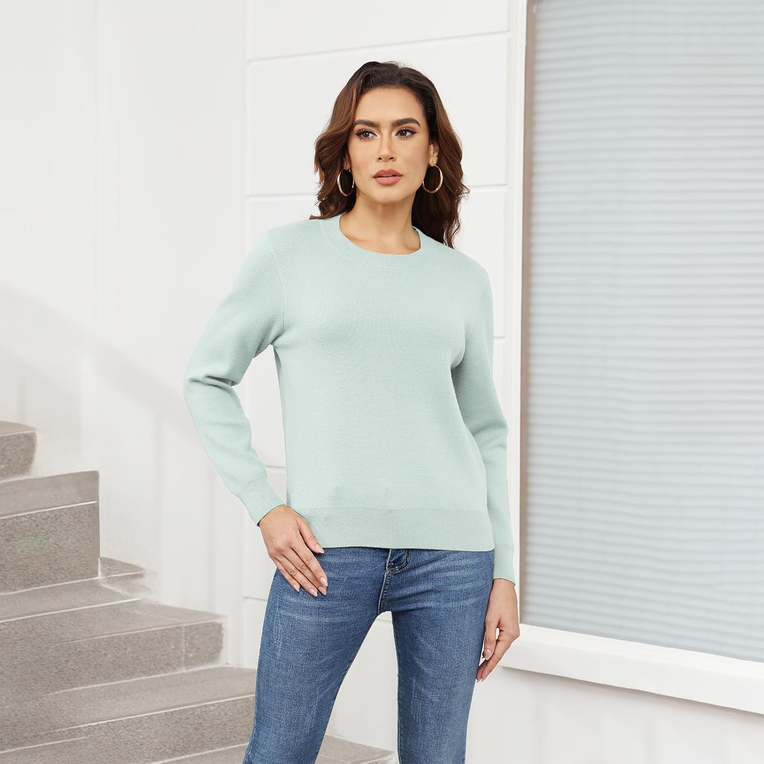 Women's Long Sleeve Knit Sweater Casual Trendy Tops Winter Fall Winter Pullover Tunic Blouse - Image 4