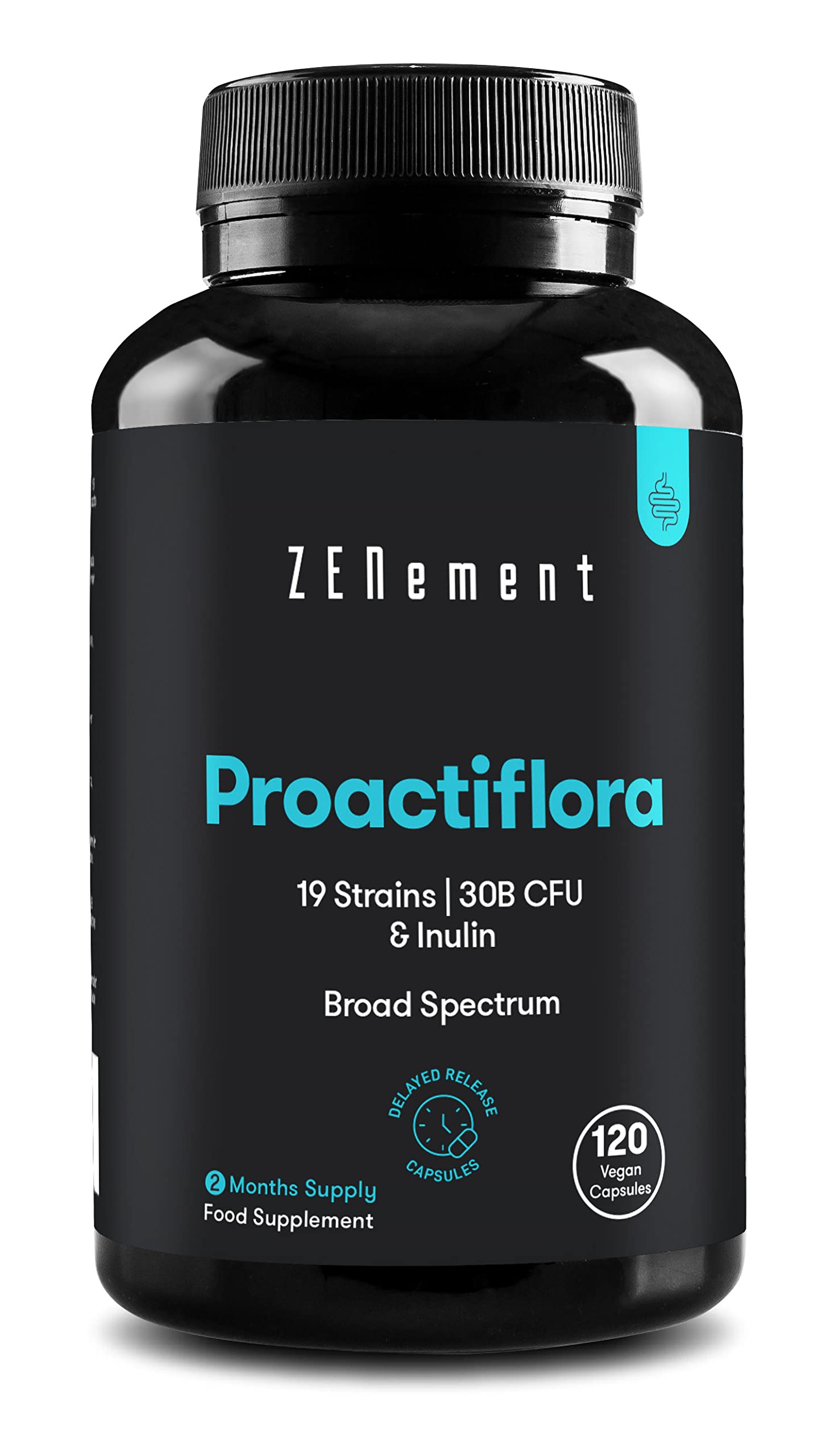 Probiotics and Prebiotics for Gut Health, 120 Delayed-Release Capsules – 20 Strains (40 Billion CFU) per Dose + Inulin + Zinc – Digestive Support and Immune System – Vegan – Zenement