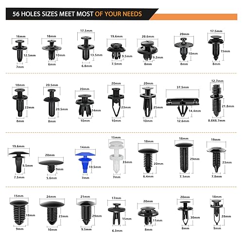 Vista 30 de GOOACC 190 clips de retención de automóvil y removedor de sujetadores, 18 tamaños y aplicaciones más populares, juego de remaches de pasador de 190