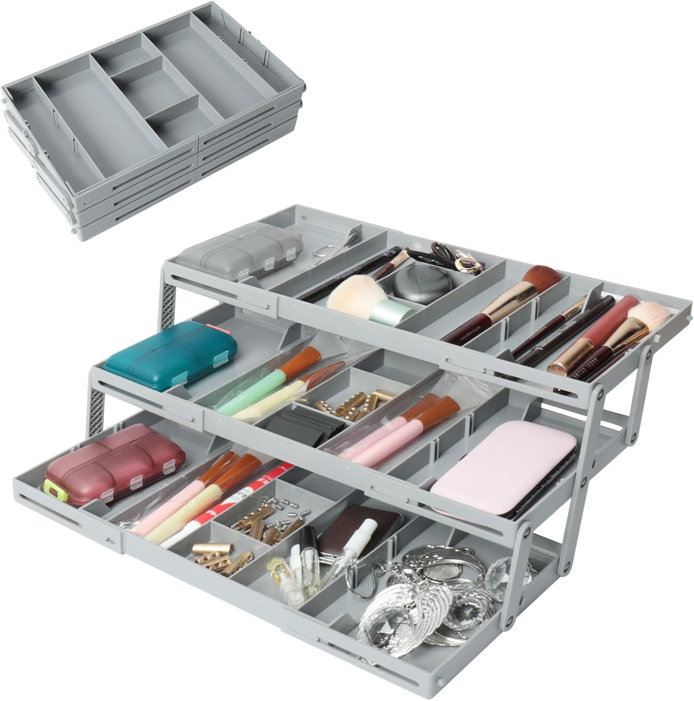 Amazon.com: 3 Tier Drawer Organizer, Expandable Desk Drawer, Adjustable ...