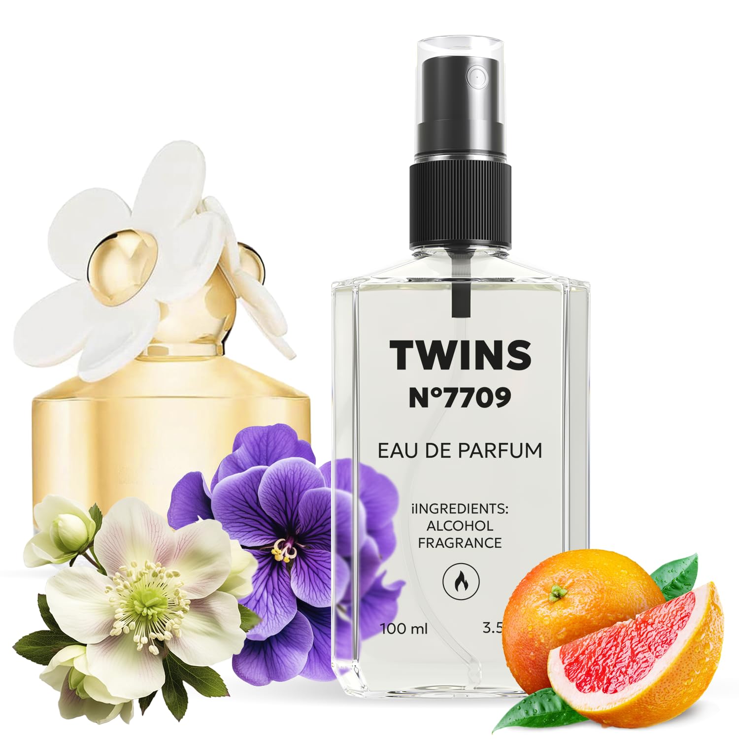 TWINS Impression of Daisy | Perfume for Women Eau de Parfum | No.7709 | 3.4 Fl Oz / 100 ml