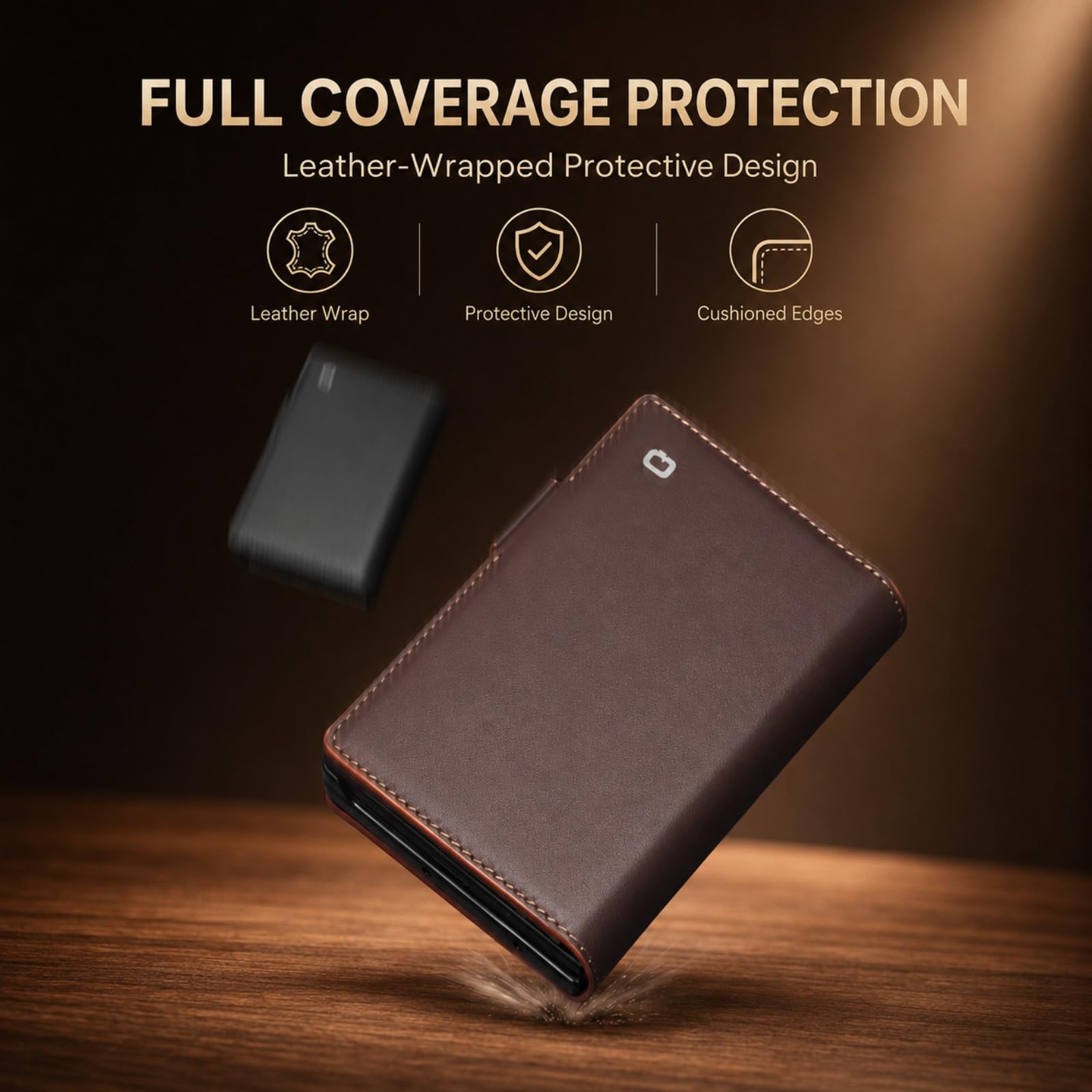 Custodia a portafoglio con cavalletto compatibile con Samsung Galaxy Z Fold 8, vera pelle, viola