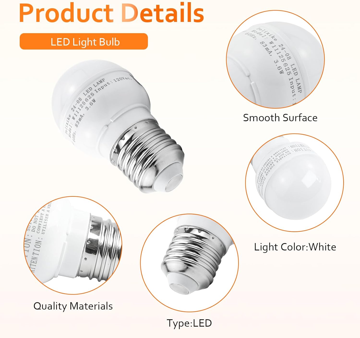 W11216993 W11125625 Refrigerator LED Light Bulb 3.6W 60HZ E27 Base Compatible with Whirlpool Refrigerator Light Bulb AP6329125 4813672, PS12349398, W10820003, W11043014 Light Bulb.White
