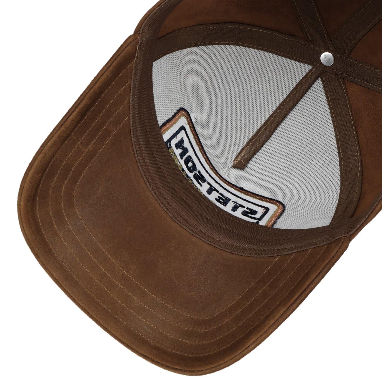 Stetson Skórzana czapka w paski retro damska/męska - metalowa klamra baseballowa, z daszkiem, podszewka, całoroczna wiosna, lato, jesień, zima