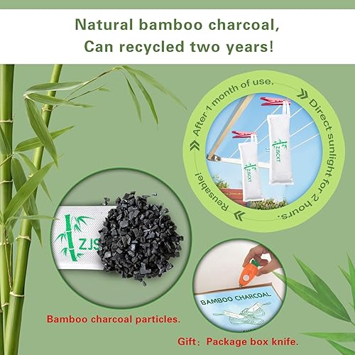 Miniatura 4 de Eliminador de olores de zapatos de carbón - Insertos desodorantes para botas de trabajo, tenis, bolsas de gimnasio que absorben olores con abridor