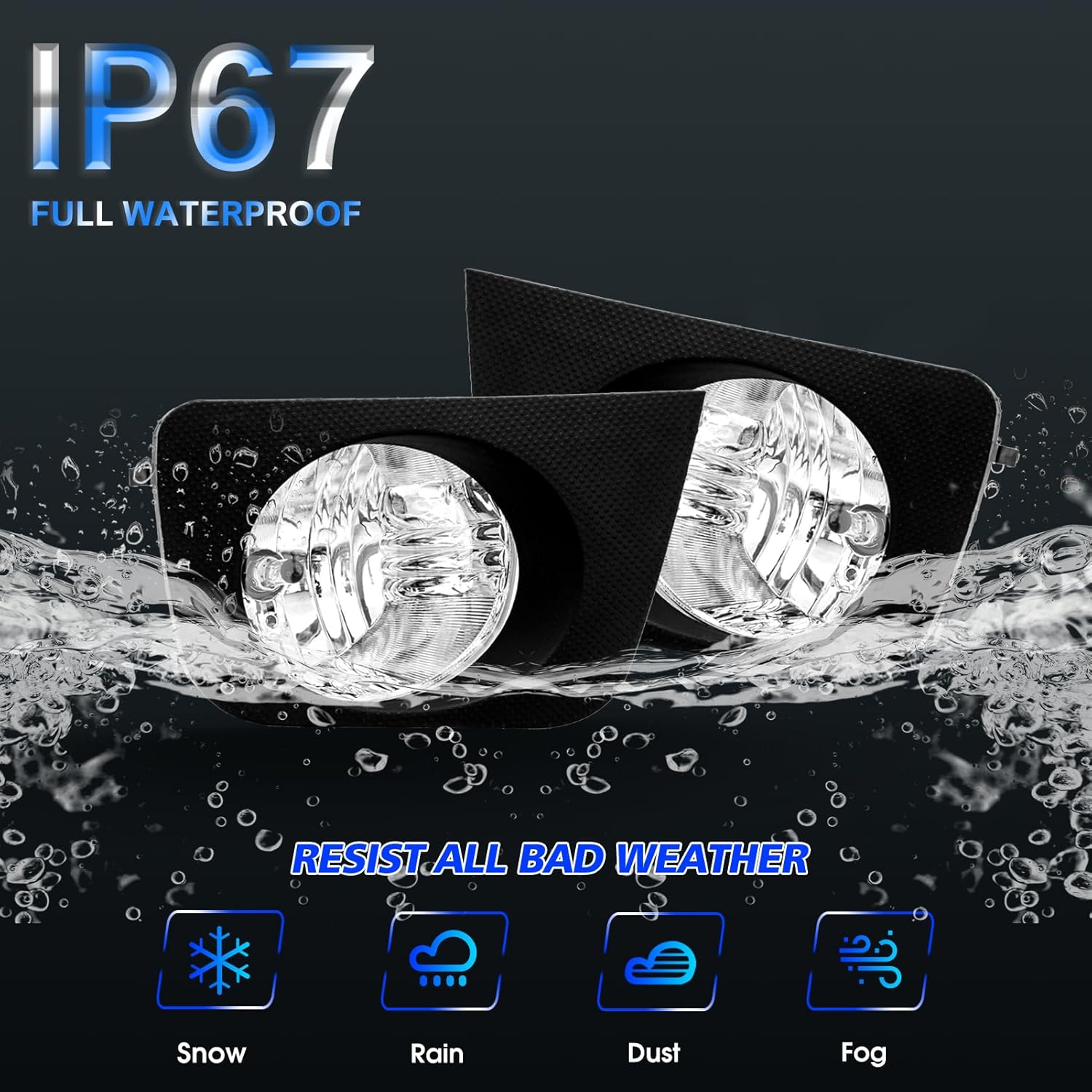 Fog Lights Assembly for 2006 2007 2008 2009 Toyota 4Runner Fog Lamps Replacement Kit with Switch&Wiring Kit with 9006 12V 55W Halogen Bulbs Clear Lens