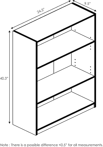 Miniatura 129 de Furinno Jaya Simple Home Estantería ajustable de 3 niveles, blanco Blanco,Negro -,Pino ámbar,Nuez Columbia,Espresso,Roble Frech