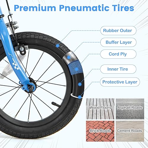 Miniatura 5 de COSTWAY Bicicleta para niños de 12, 14, 16, 18 pulgadas, bicicleta de entrenamiento para niños y niñas con ruedas de entrenamiento extraíbles,