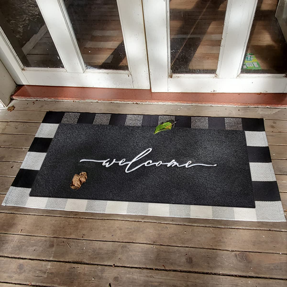 AAZZKANG Felpudo grande de 120 x 45 cm exterior interior felpudo de bienvenida con base de goma antideslizante resistente fácil de limpiar alfombrilla para puerta de entrada fuerte