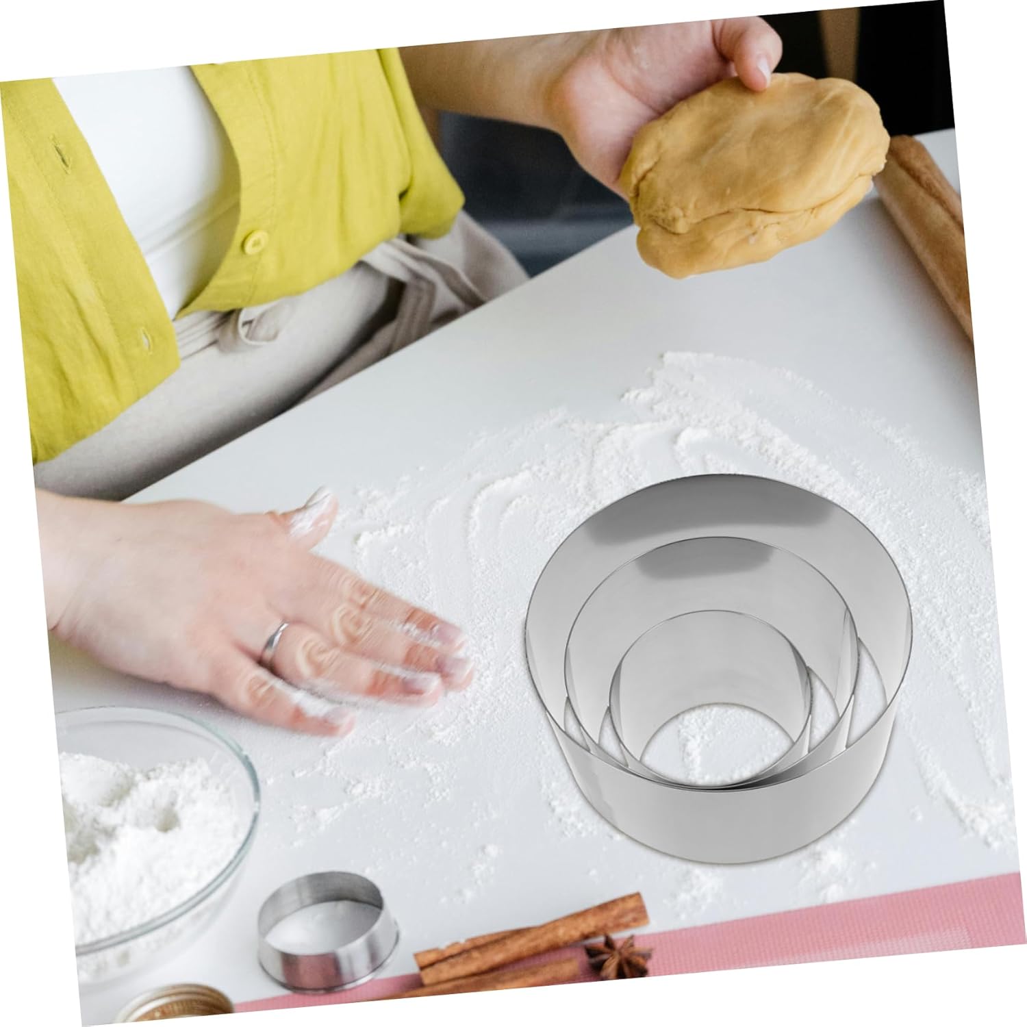 3Pcs Stainless Steel Mousse Cake Ring Mold High Round Baking Molds for Pastry Decoration for Mousse Cakes Birthday Parties and Weddings