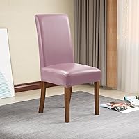 Vista 15 de YISUN Fundas para sillas de comedor, de piel sintética maciza, impermeable y resistente al aceite, funda protectora para silla de comedor