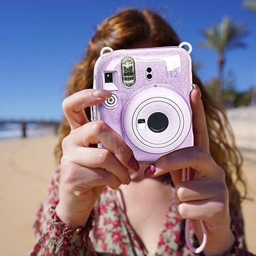 Miniatura 6 de WOGOZAN Mini funda transparente para cámara instantánea Fujifilm Instax 12, cubierta rígida de policarbonato con mini marco de fotos, calcomanías de