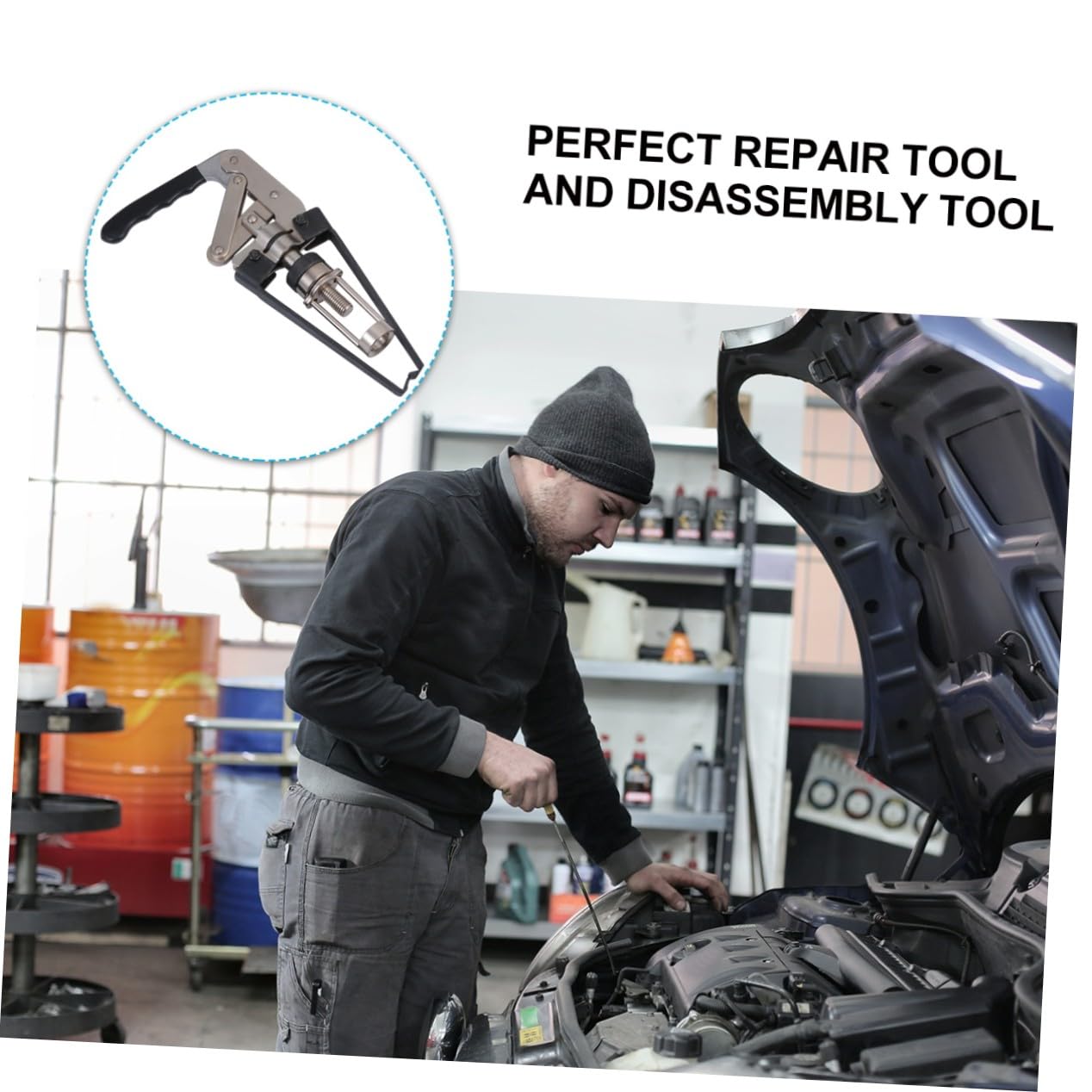 GANAZONO Federklemmen Kompressor aus Kohlenstoffstahl Robuster Ventilfederspanner zum Entfernen der Motordichtung und Dichtungshalter für Verschiedene Ohv Motoren