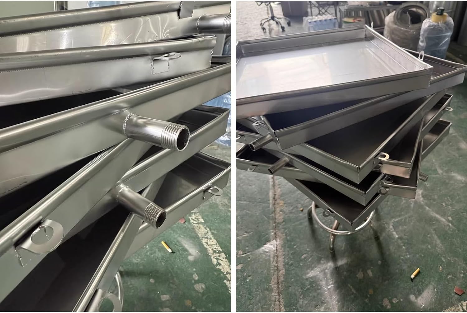 Durable Stainless Steel AC Drain Tray with Flexible Hose - Universal 20x100cm (8x39in) Drip Pan Replacement for Air Conditioners & Washing Machines, Maximum Protection