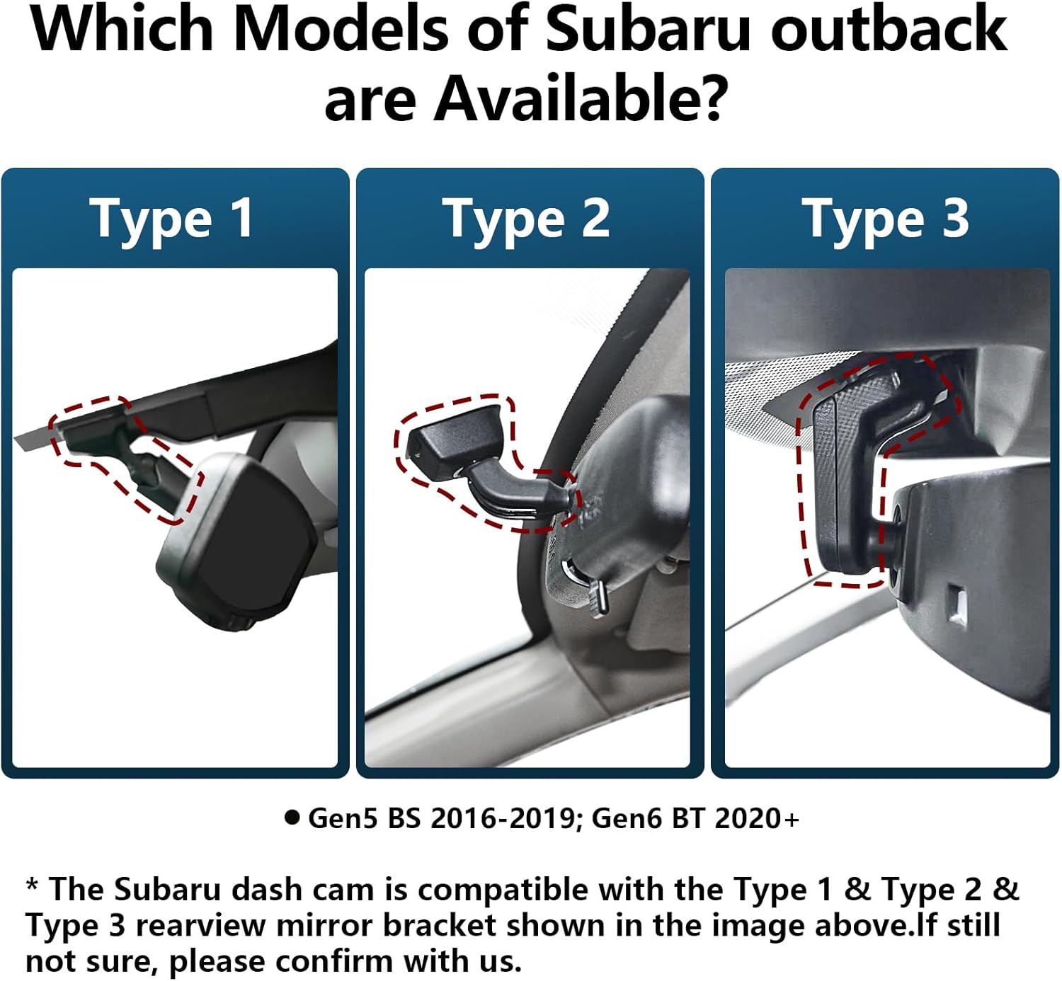 4K Dash Cam Custom fit for Subaru Outback Gen5 BS 2016-2019, Gen6 BT 2020-2025, 2.5i Limited 2.5i Premium 3.6R Limited and More, Integrated OEM Look, UHD 2160P Video, App & WiFi, 64GB Card