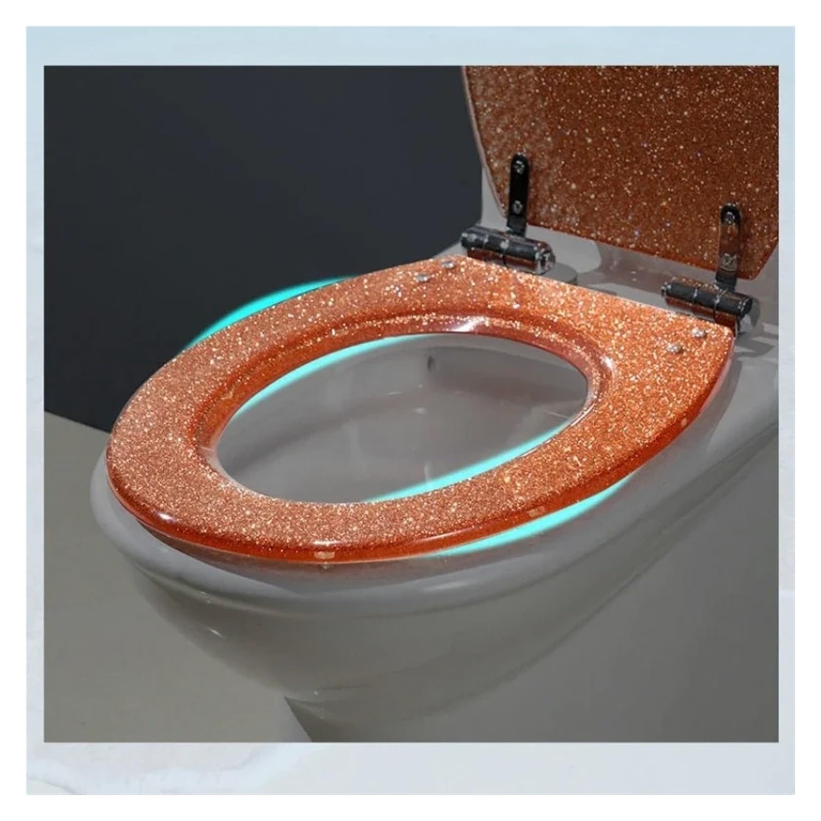 Nakładka Na Sedes Pogrubiona I Powoli Opadająca Cicha Deska Toaleta Ogólnego Przeznaczenia Do Użytku Domowego Spa Z Otworem 10–20 Cm Solidna I Wygodna | Glitter silver