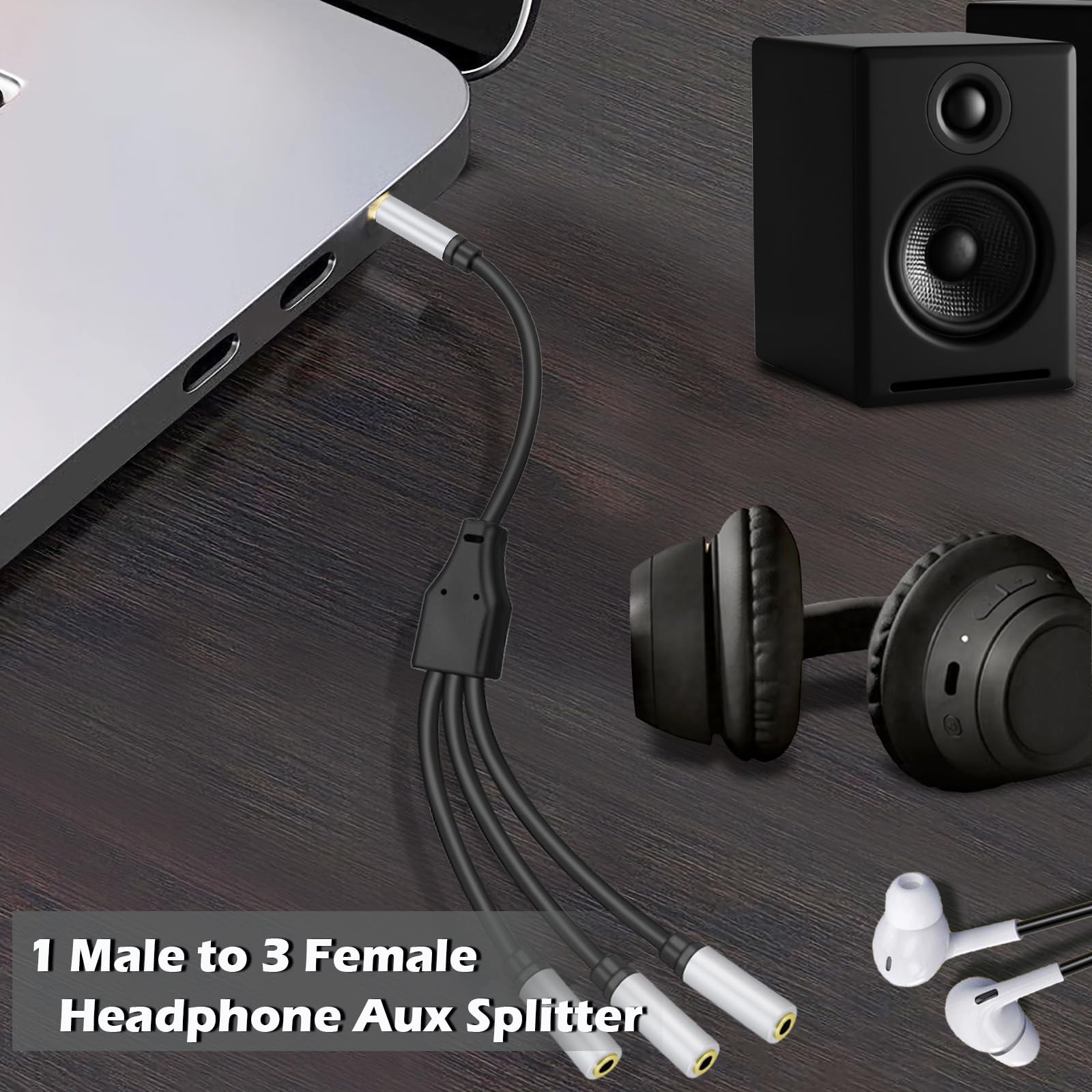 3,5 mm TRS-Stereo-Audio-Splitterkabel, 3,5 cm, 1 Stecker auf 3 Buchsen, Kopfhörer-Aux-Splitter, Hi-Fi-Stereo-Audio-Kopfhöreranschluss-Adapter für Telefon, PS4, Switch, Tablets, Verstärker und