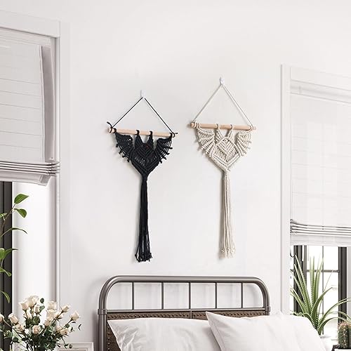 Miniatura 6 de INSTITIZER Macramé para colgar en la pared, diseño de murciélago, decoración de pared de macramé, tapiz gótico tejido hecho a mano para decoración