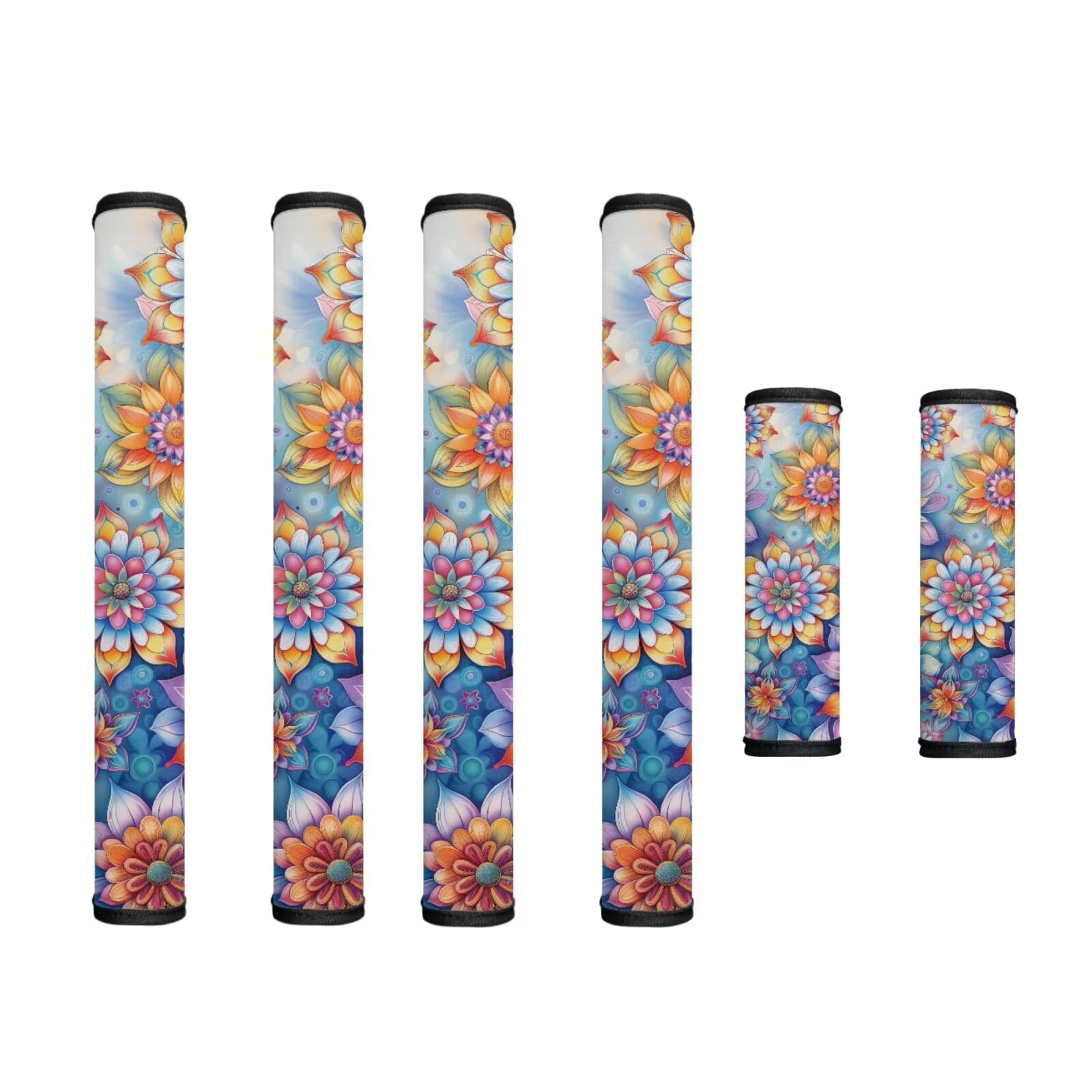 6 Pcs Refrigerator Door Handle Covers Washable Electric Appliance Decor Handles Anti-Skid Kitchen Accessories Indoor Home Decorations Keep Off Stains Dust Fingerprint, Boho Flowers