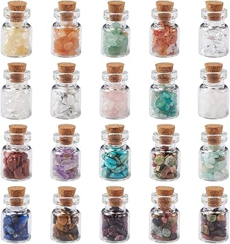 Cheriswelry 20pcs Mini Gemstone Wishing Bottles Set for Jewelry Making Home Decoration