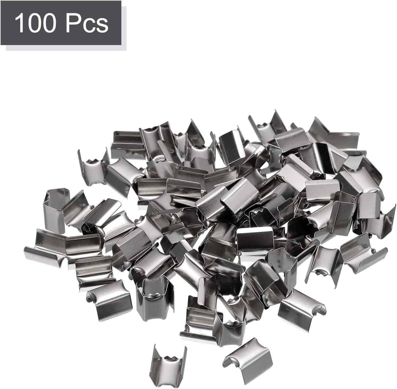 uxcell Fold Over Crimp Caps, 100Pcs 12 x 8mm Ribbon End Clasp Tips Clamp Cord Ends for Jewelry DIY Craft Making, White Nickel image 3