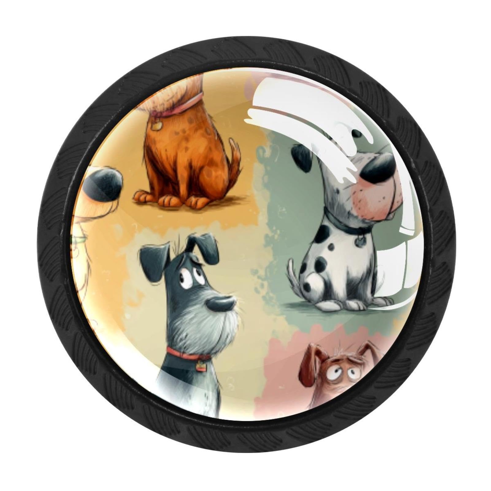 CHENZZZZ 4 Pack Colored Cartoon Seamless Dogs (3) Drawer Knobs Cabinet Knobs Crystal Glass Knobs Pulls Handles for Kitchen Cabinet Hardware Cupboard Door Dresser Wardrobe Home Decor