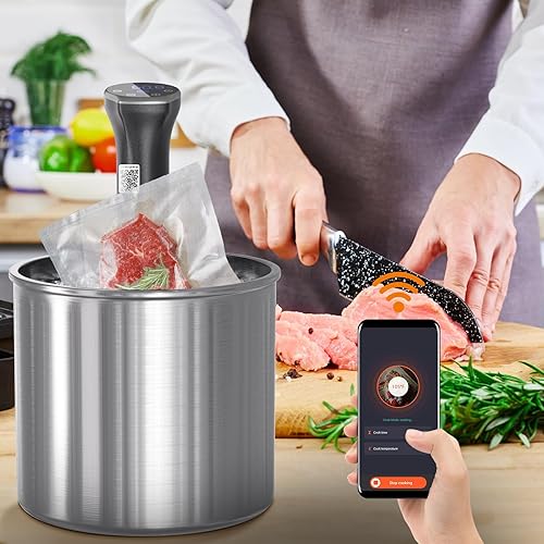 Miniatura 4 de Upesitom Máquina Sous Vide, 1100 W, WIFI Sous Vide, ultrasilenciosa, circulador de inmersión con recetas (aplicación incluida), temperatura precisa,