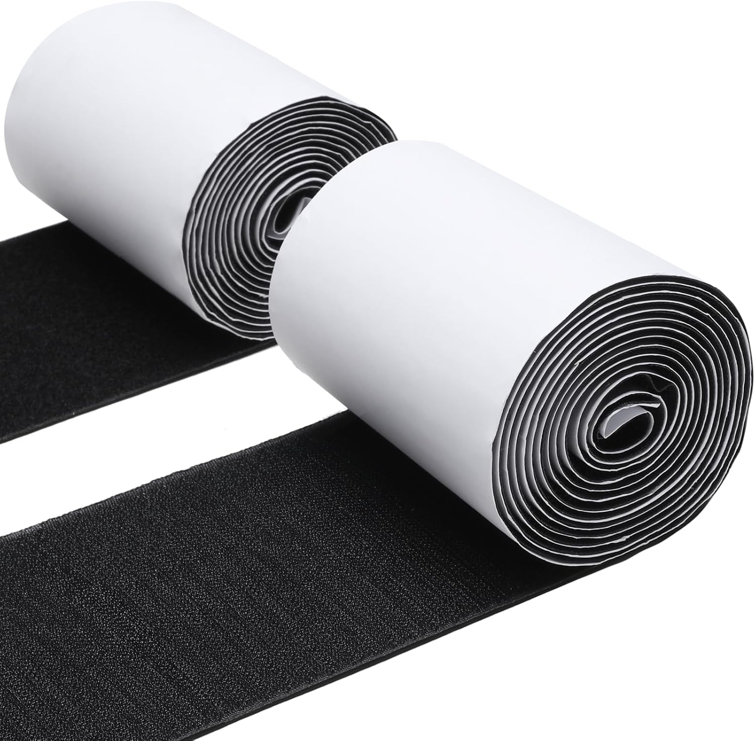 MAXECHO 4.4 Inches x 7 Feet Strong Sticky Back Heavy Duty Hook and Loop Tape with Adhesive, Non-Slip Couch Cushion Grip Accessories, Double Sided Strip Roll to Prevent Sliding, Black