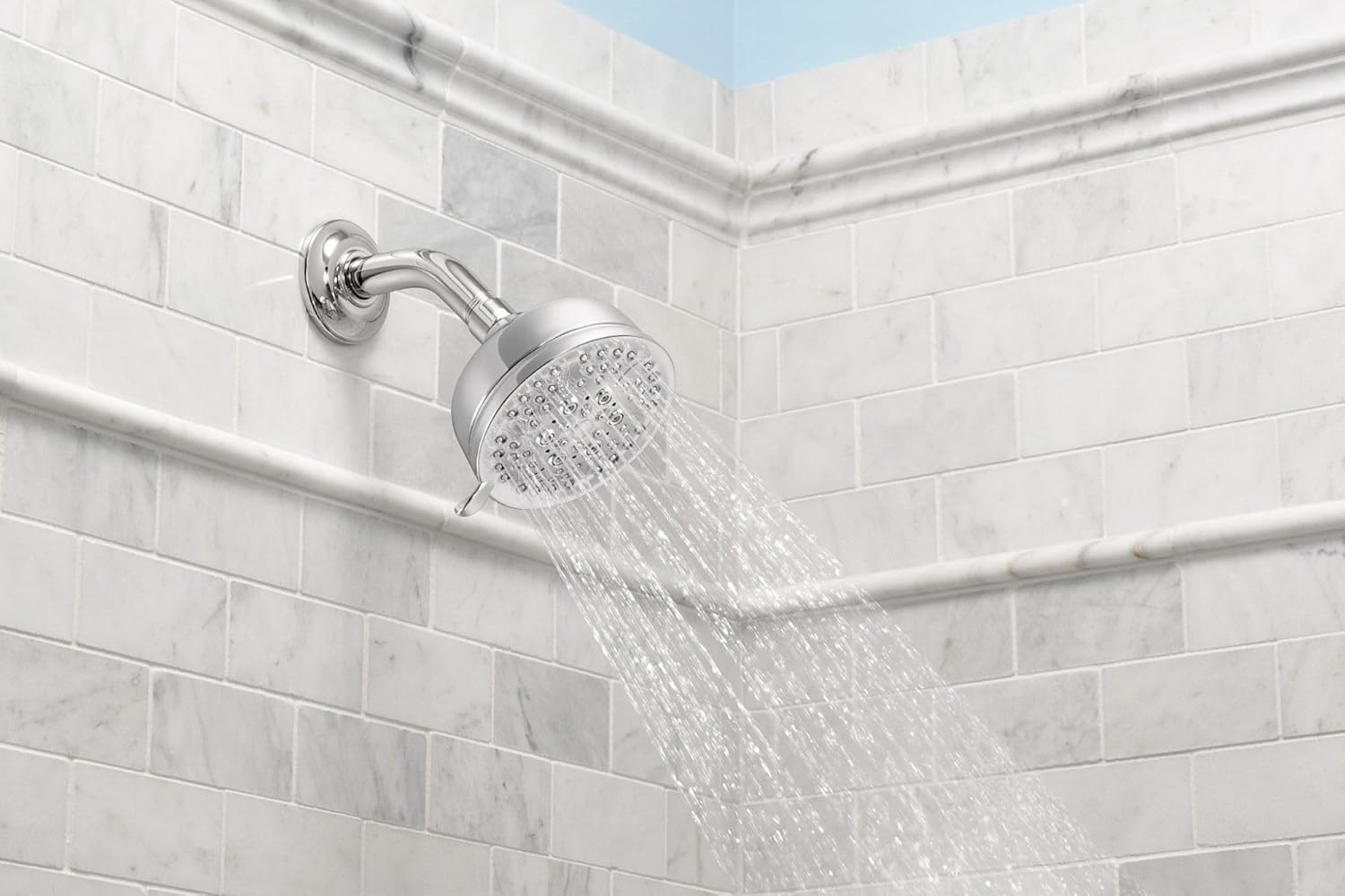 Moen Caldwell 205W2 4.25″ Chrome 5‑Function Shower Head – IPS ½″ Connection, 2.5 GPM