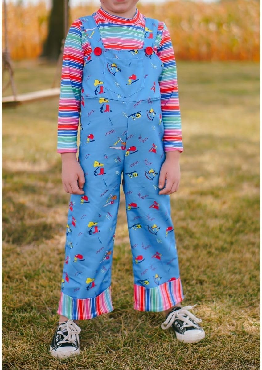 HIHA Toddler Girls Halloween Christmas Outfit Long Sleeve Stripe Shirts Jumpsuit Clothes Set