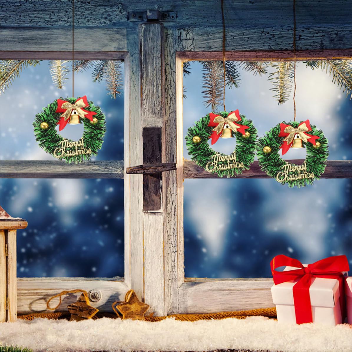Veemoon 20 Pièces Mini Couronne de Noël Artificielle en Plastique et Tissu, Décoration Suspendue Classique pour Sapin et Fête de Noël, Ajoute Une Ambiance Festive Traditionnelle