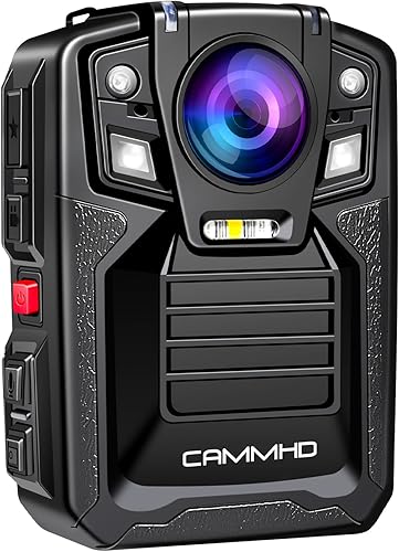 CAMMHD V8-256GB Cámara Corporal 4K con Grabación de Audio y Video, Cámara Corporal 2160P Dos Baterías 4400mAh Funciona 14H, Grabadora de Video
