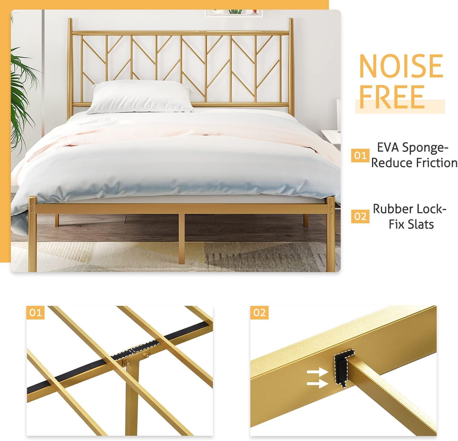Image showing the 12-inch under-bed clearance with storage baskets and bags underneath.