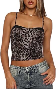 Sexy Leopard Cheetah Print Tops for Women Square Neck Mesh