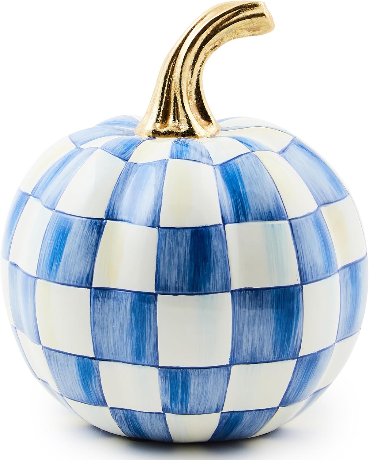 MacKenzie-Childs Mini Blue-and-White Royal Check Pumpkin