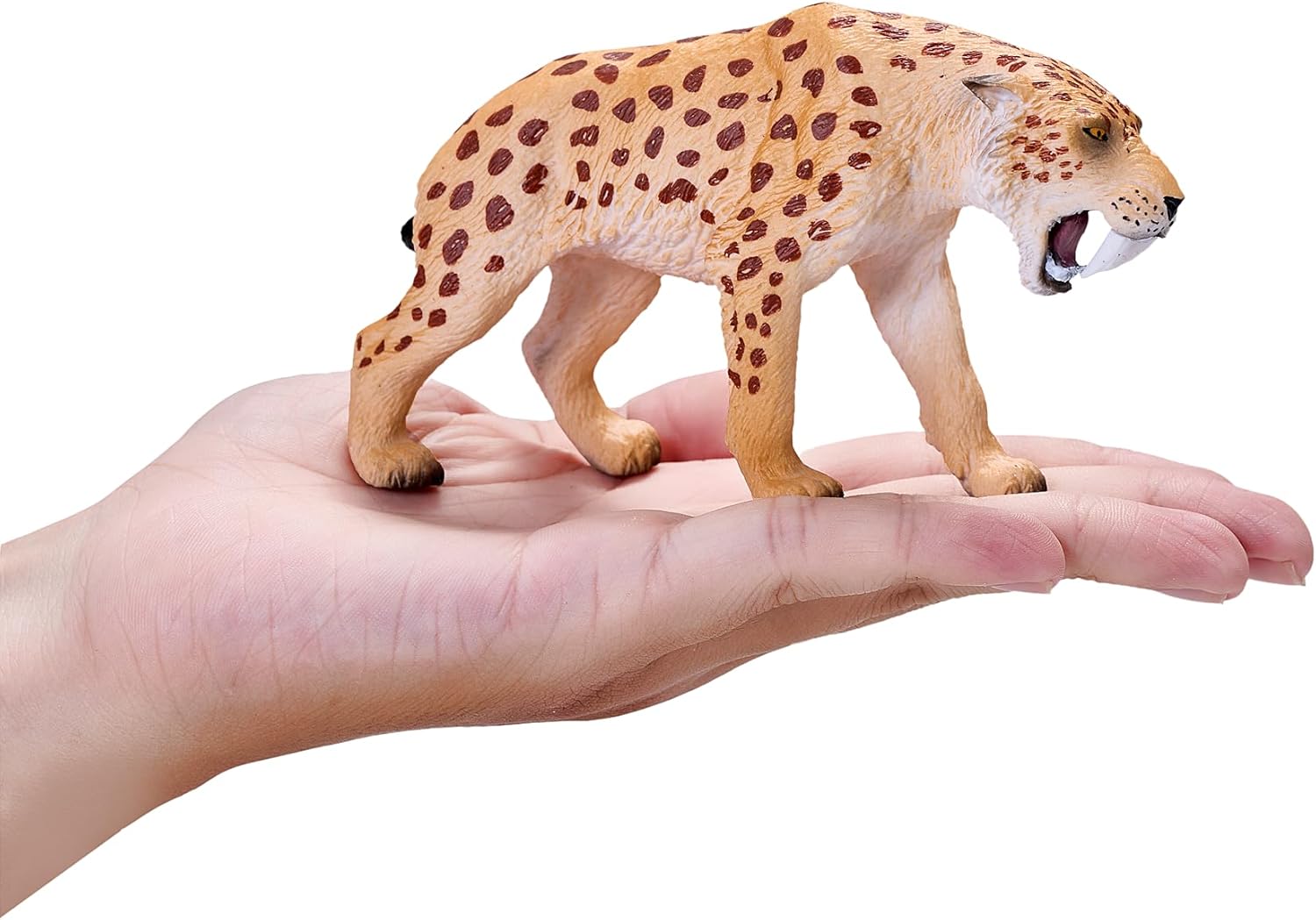 MOJO Smilodon Realistic Dinosaur Hand Painted Toy Figurine Orange Small