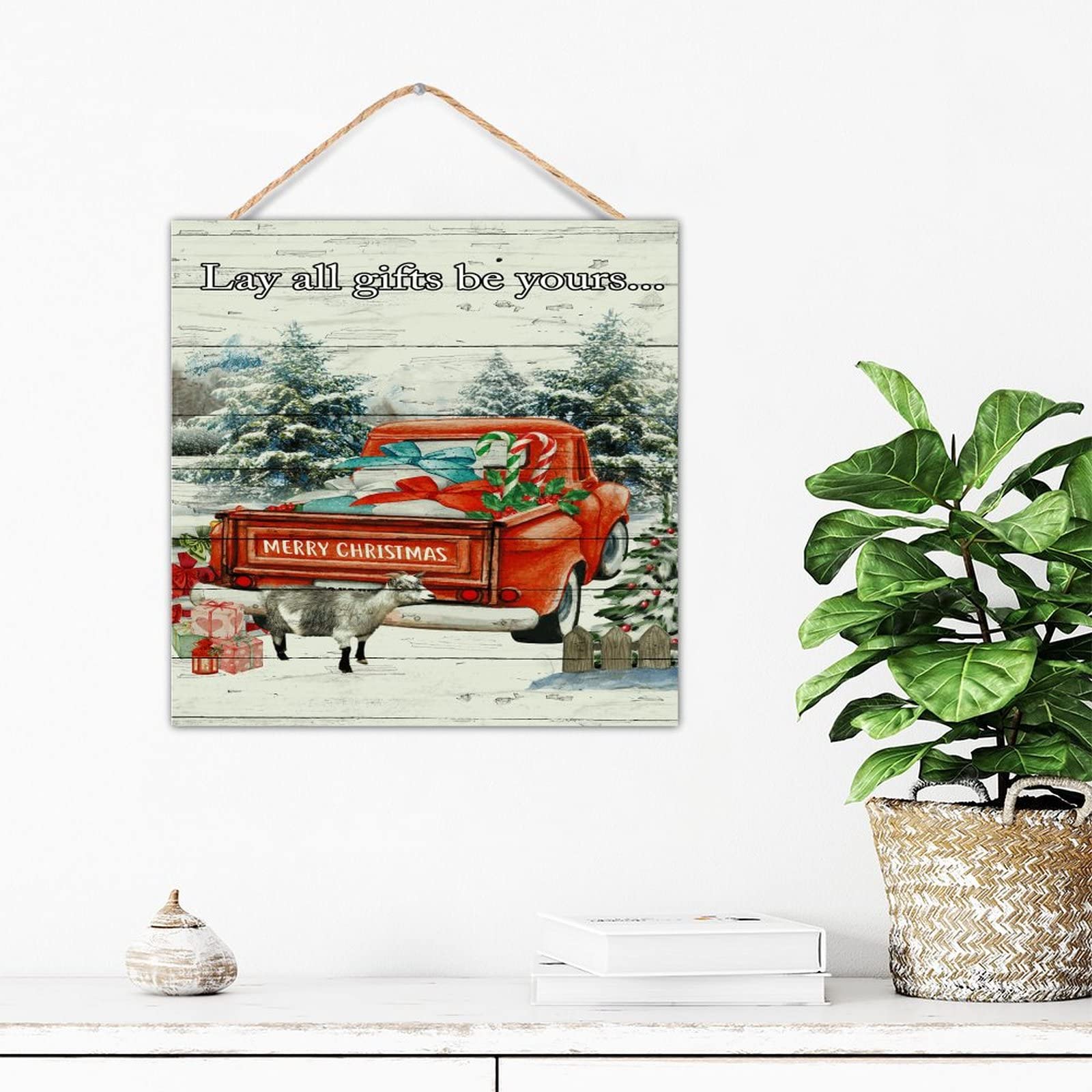 Panneau de décoration murale personnalisé en bois rustique de Noël