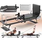 TYRSEN Foldable Pilates Reformer - Reformer Pilates Machine with Springs, Quick-Assembly Pilates Power Gym Equipment for Home Workout & Gym, Pilates Machine with Upgraded Wheels and Jumpboard