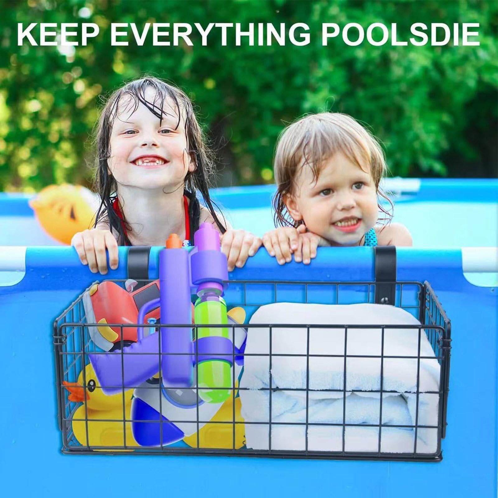 Cesto portaoggetti per piscina, organizer per asciugamani, bevande, giocattoli, perfetto per cortile, patio, spiaggia e uso esterno, mantiene la tua piscina ordinata ed efficiente